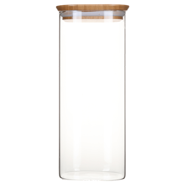 Boîte carrée haute en verre avec couvercle en bambou - 2.2 l