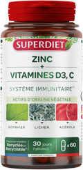 Zinc d3 et vitamine c (défenses immunitaires) - 60 gélules
