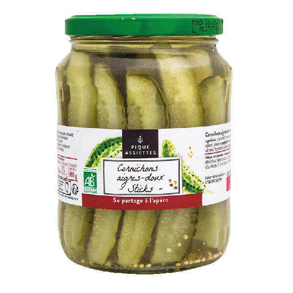 Cornichons aigres-doux en sticks bio - 360 g