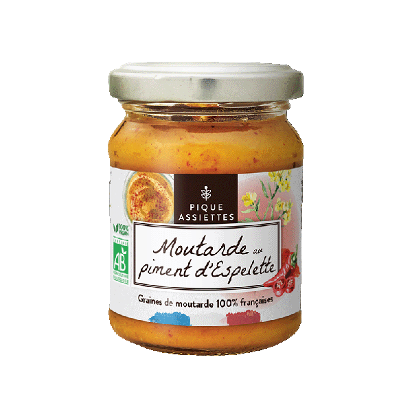 Moutarde au piment d'espelette 100% graines françaises bio - 125 g