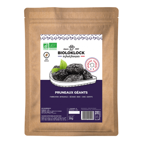Pruneaux bio géants 33/44 (origine France) - 200 g