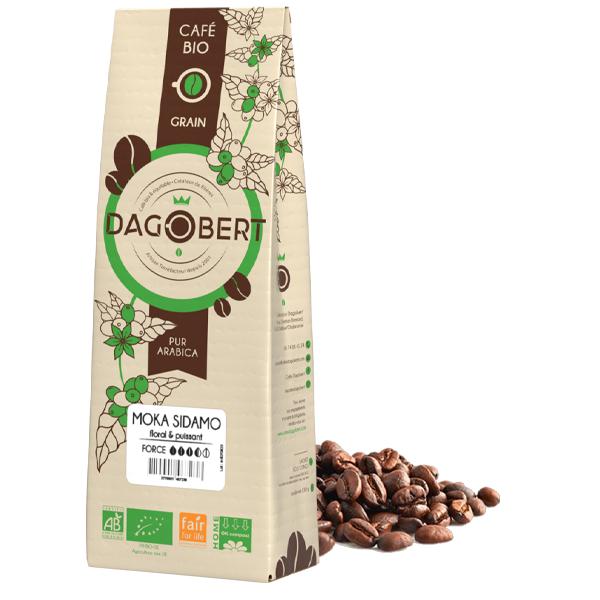 Moka sidamo 100% arabica, bio et equitable - grains (origine Ethiopie) - 1 kg