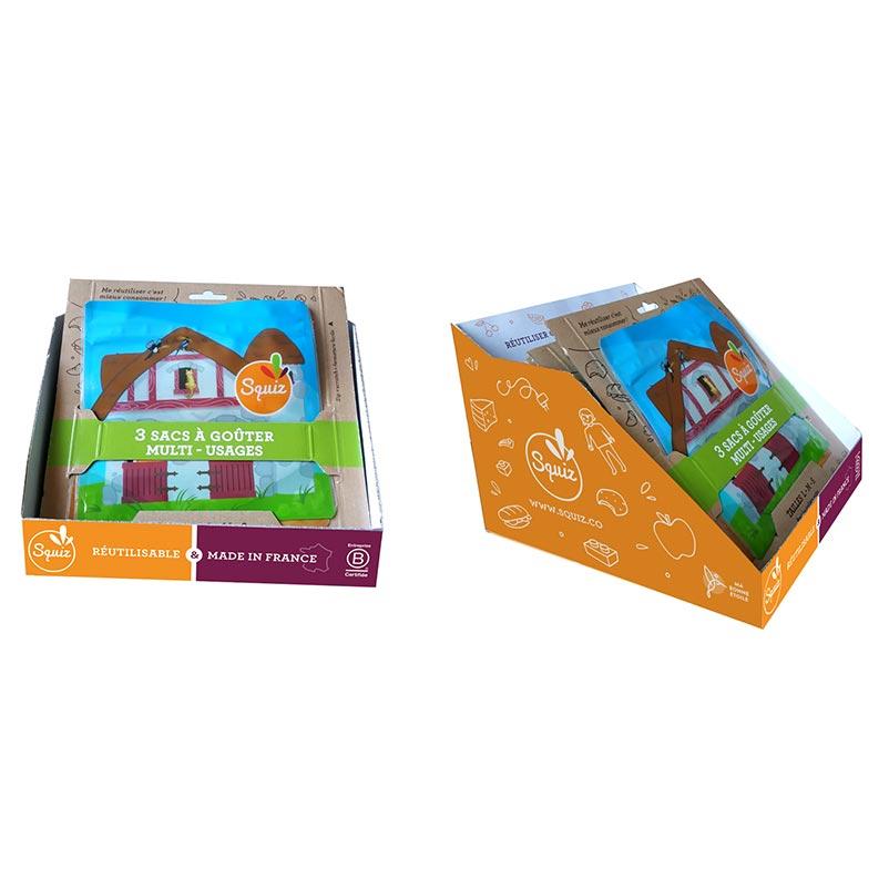 Sacs à goûter réutilisables Ma Petite Ferme (prèt à vendre) - lots de 3 x 10