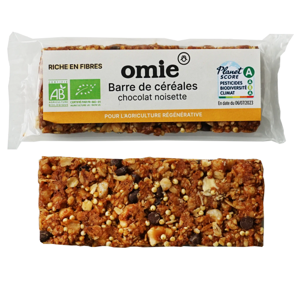 Barre de céréales chocolat noisette bio (avoine, millet français) - 25 g