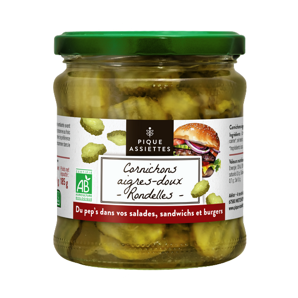 Cornichons en rondelles bio (origine France) - 370 ml