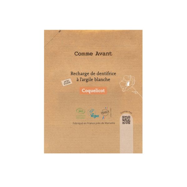 Dentifrice à l'argile blanche coquelicot (recharge) - 180 ml