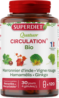 Quatuor circulation bio (marronnier d'inde, vigne rouge, hamamélis, ginkgo) - 120 gélules